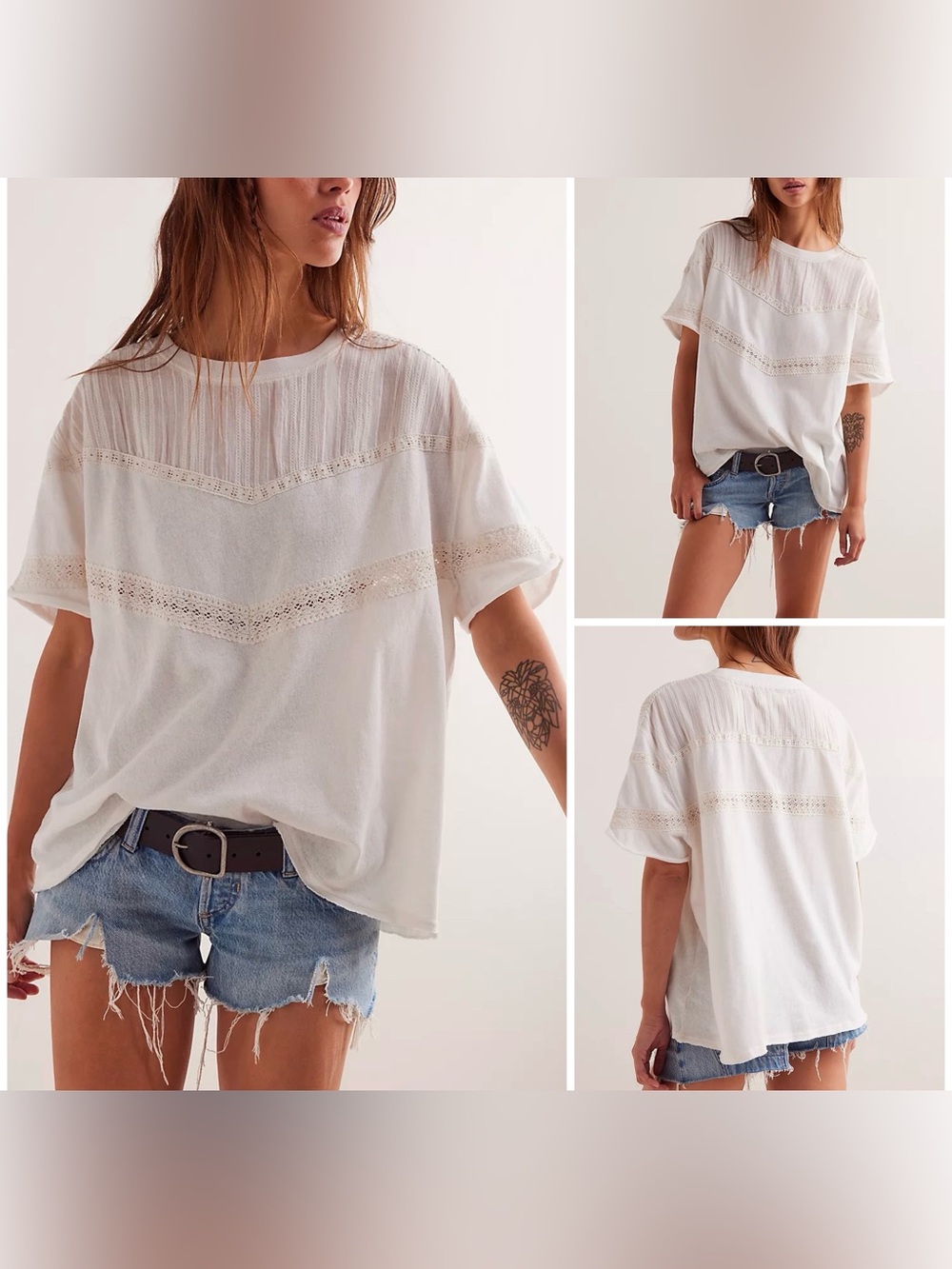 NWOT Free People We The Free Dorothy Tee - ivory - medium